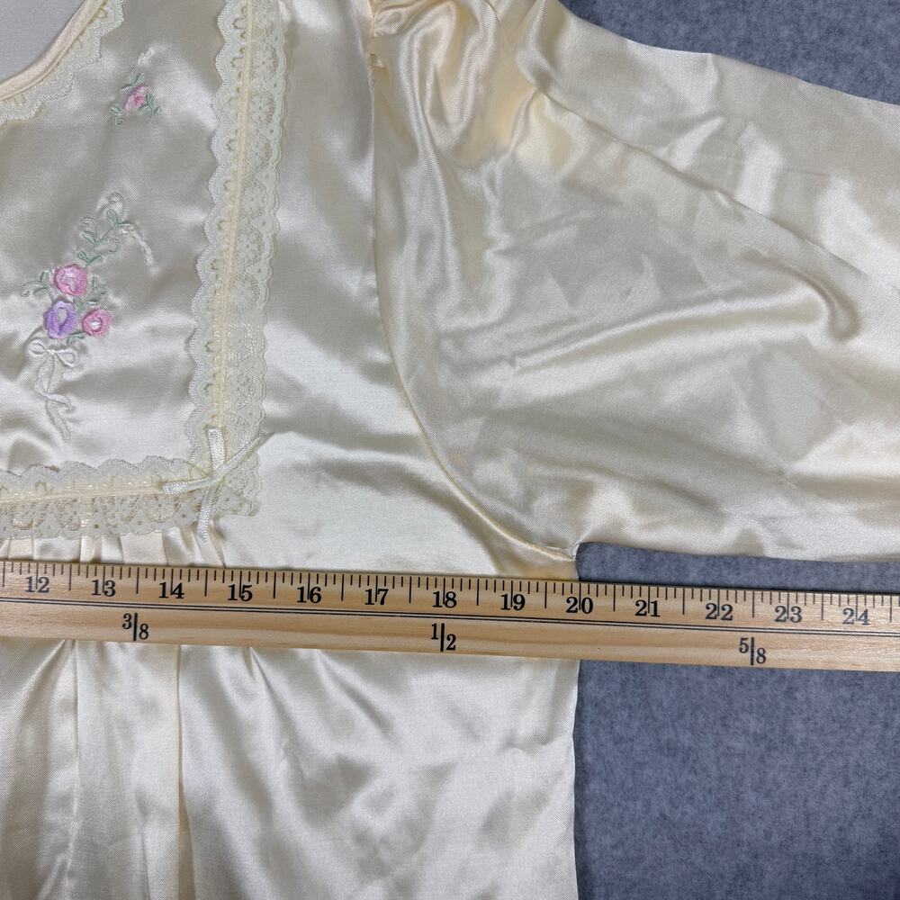 Vintage Barbizon Cuddleskin Long Sleeve Pajama Top Cream Floral Embroidery Lace - Picture 11 of 13